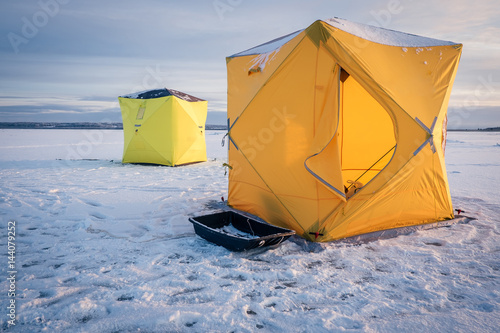 Tents on winter fishing