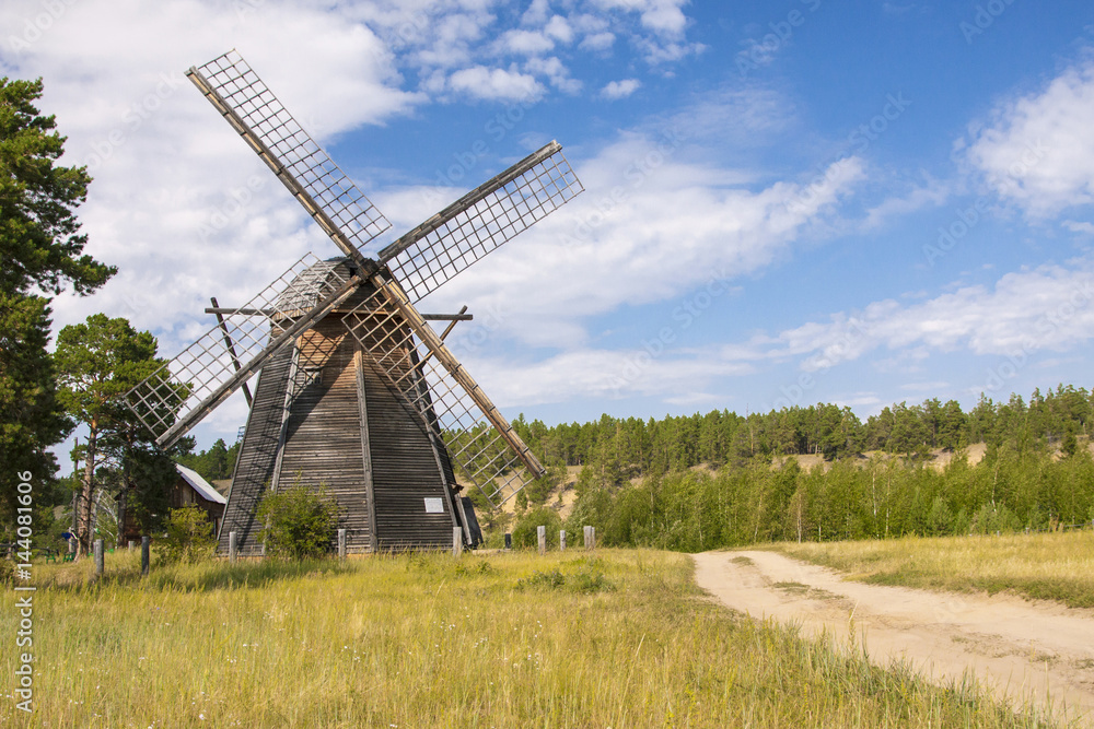 Russia - Yakutia - Traditional roadside wooden windmill