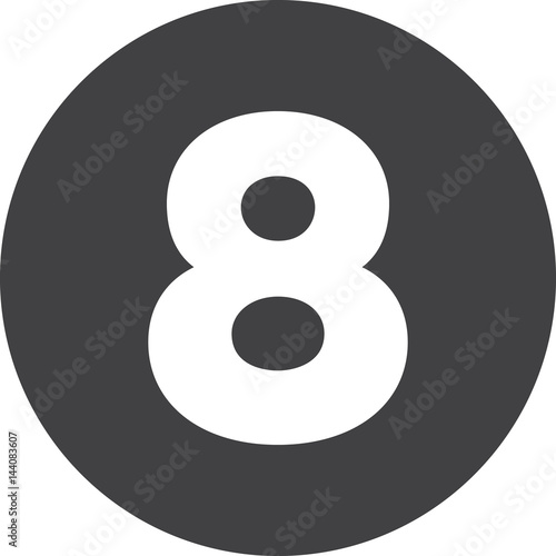 Eight, Number 8 flat icon, circular sign