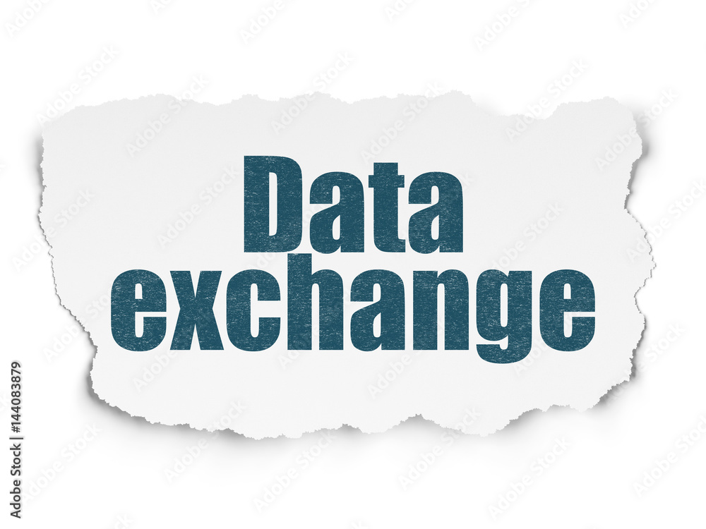 Information concept: Data Exchange on Torn Paper background Information concept: Data Exchange on Torn Paper background