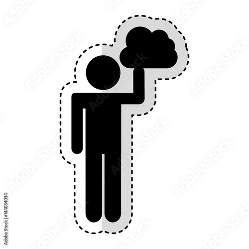 human figure with cloud computing isolated icon vector illustration design