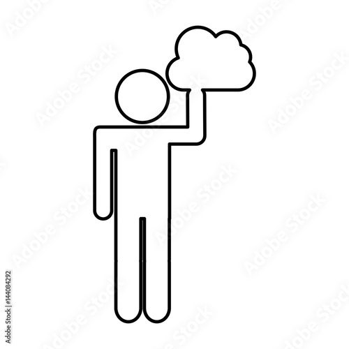 human figure with cloud computing isolated icon vector illustration design