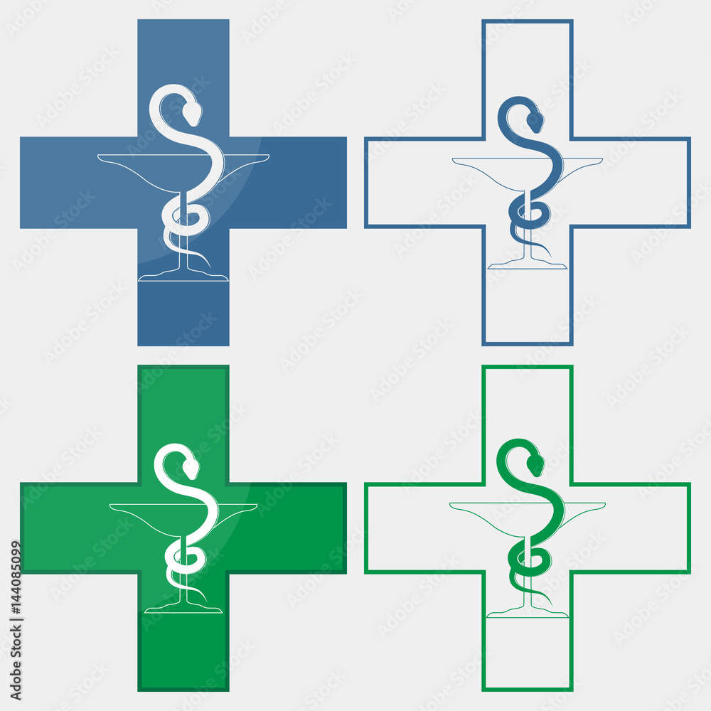 pharmacy snake medical symbol set pharmacy snake medical symbol set