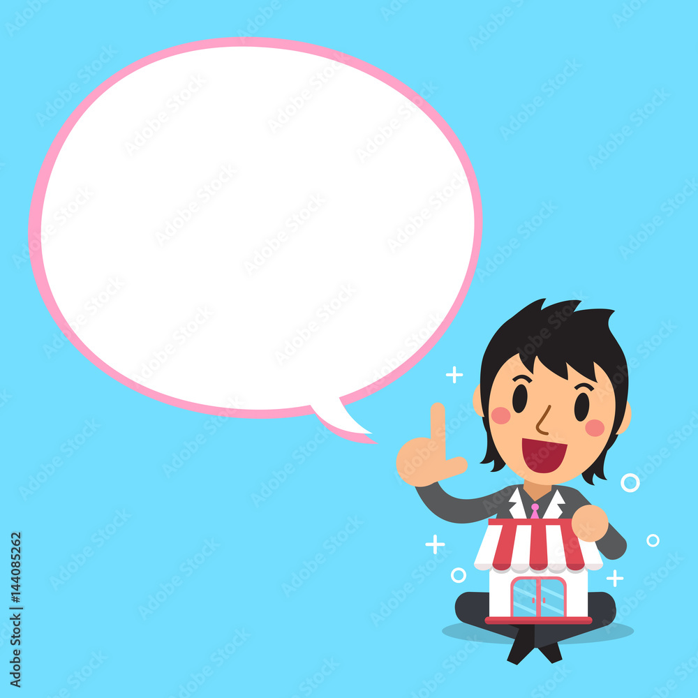 Cartoon businesswoman with white speech bubble Cartoon businesswoman with white speech bubble
