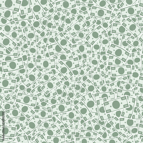 Seamless vector pattern flying banknotes money. Background flat style design illustration