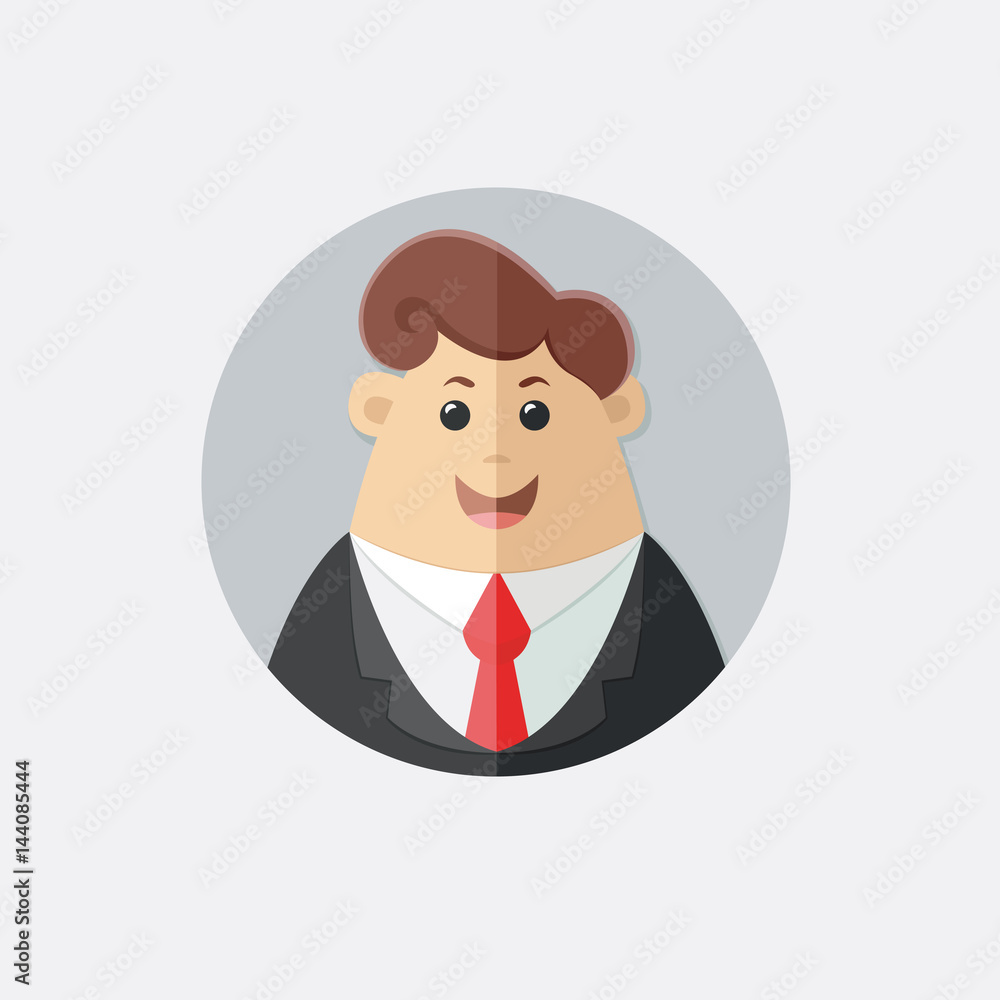 Man in a suit with a red tie. Avatar boss, office worker, manager, banker, businessman. Flat vector icon, illustration Man in a suit with a red tie. Avatar boss, office worker, manager, banker, businessman. Flat vector icon, illustration