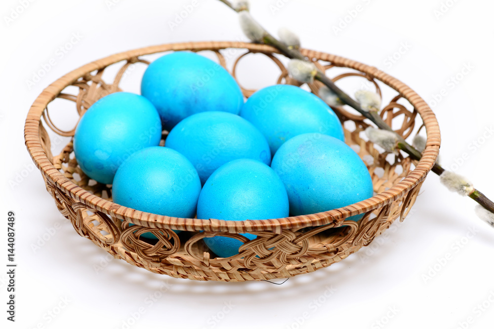 traditional eggs painted in blue color inside pottle traditional eggs painted in blue color inside pottle