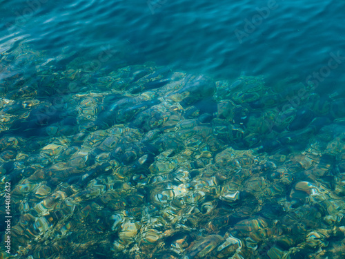 Azure sea water in Montenegro  the Adriatic Sea  Balkans.