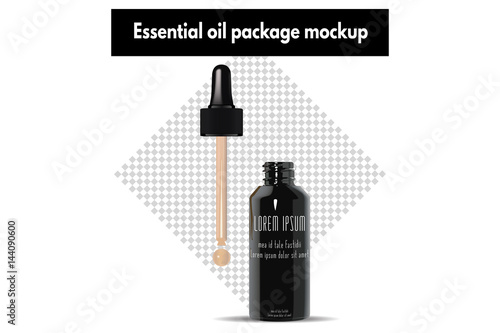 Essential Oil Package. Vector Illustration. Skin care product.  