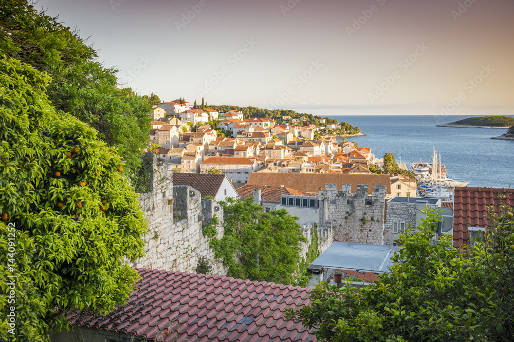 Obraz premium Sunset over Hvar island.