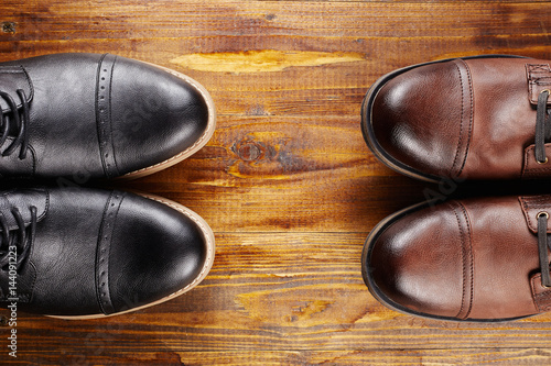 men's shoes on wooden background