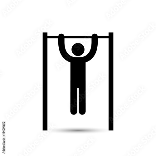 man doing pull ups icon, vector simple silhouette.