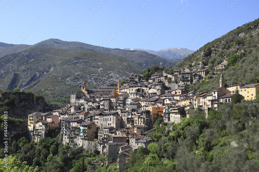 Saorge, perched Medieval village, Roya Valley, Alpes-Maritimes, Cote d'Azur, French Riviera, Provence, France Saorge, perched Medieval village, Roya Valley, Alpes-Maritimes, Cote d'Azur, French Riviera, Provence, France