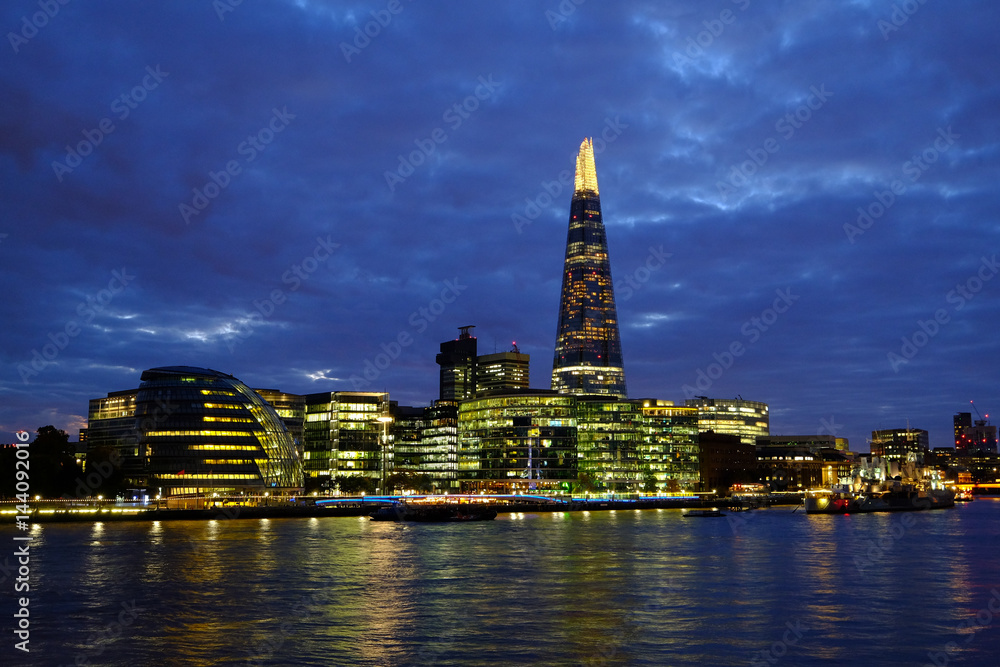 The view over the River Thames to The Shard from Tower Bridge, London The view over the River Thames to The Shard from Tower Bridge, London