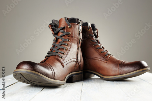 fashion men's boots.brown shoes still life