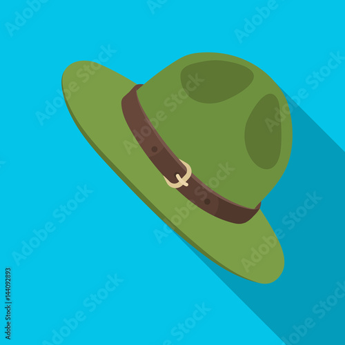 Green hat of a Canadian ranger. Canada single icon in flat style vector symbol stock illustration web.