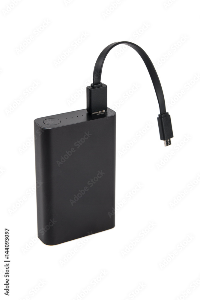 Power bank for USB devices on white background Power bank for USB devices on white background