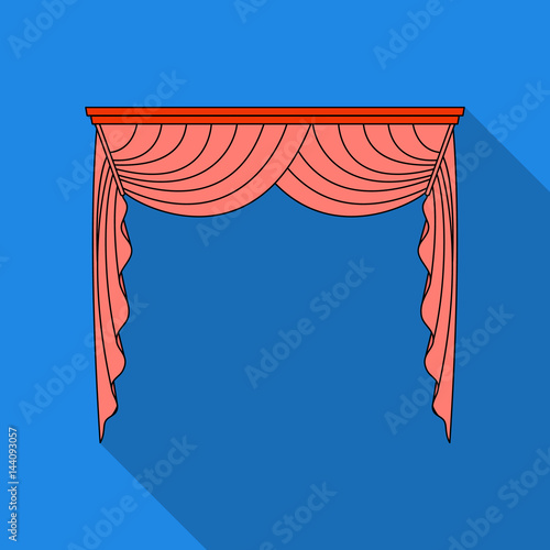 Curtains with drapery on the cornice.Curtains single icon in flat style vector symbol stock illustration web.
