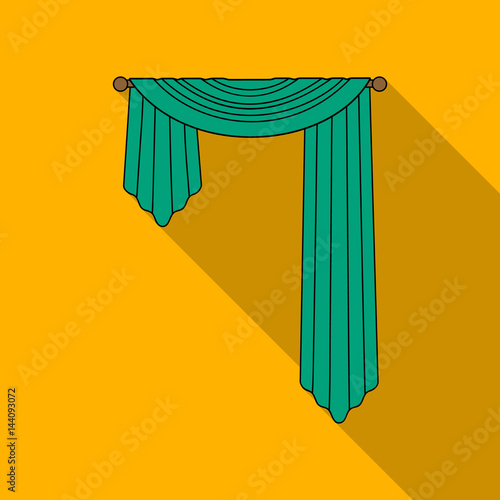 Curtains with drapery on the cornice.Curtains single icon in flat style vector symbol stock illustration web.