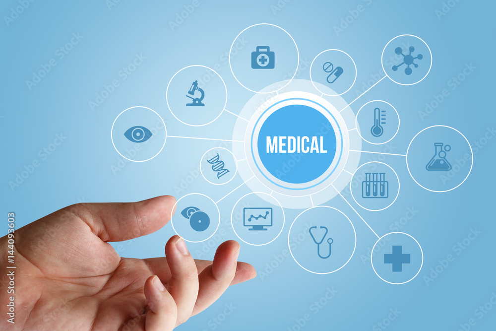 The hand show the word medical. The hand show the word medical.