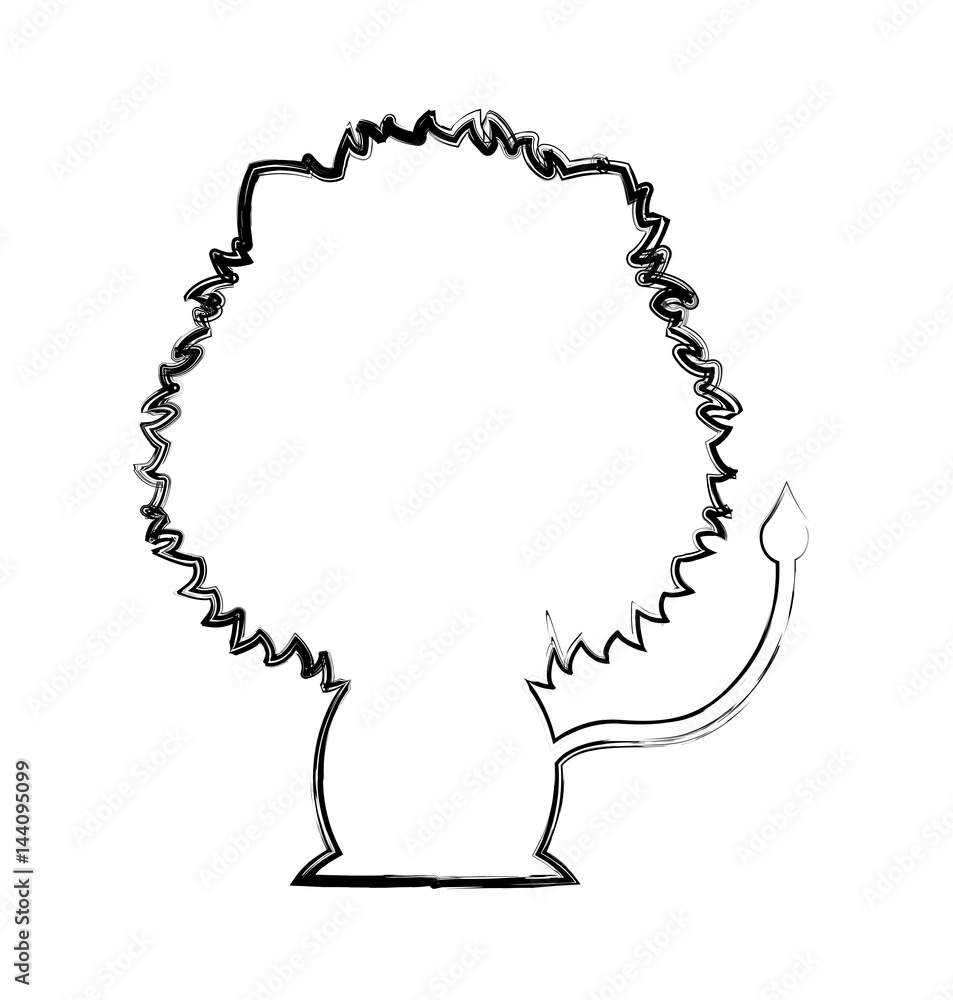 cute lion silhouette isolated icon vector illustration design Stock