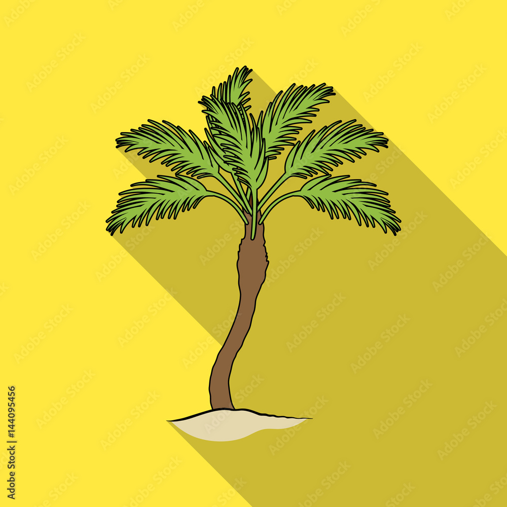 Palm beach tree.Summer rest single icon in flat style vector symbol ...