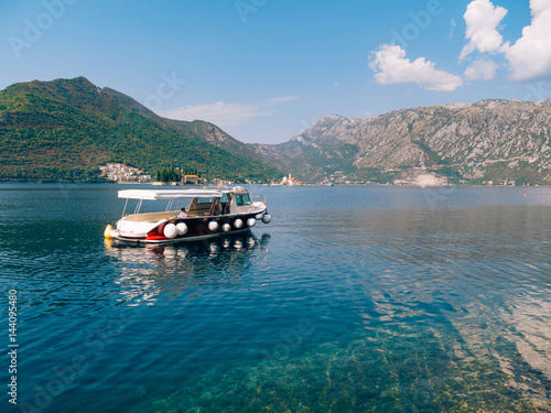 Ships and boats in the Bay of Kotor in Montenegro.