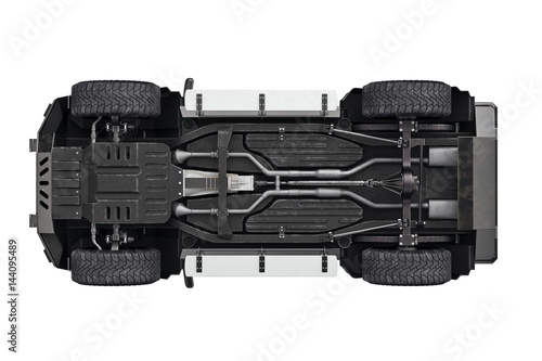 Принти на полотні Suv car transport 4wd suspension, bottom view. 3D rendering