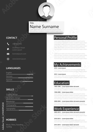Professional black white resume cv template