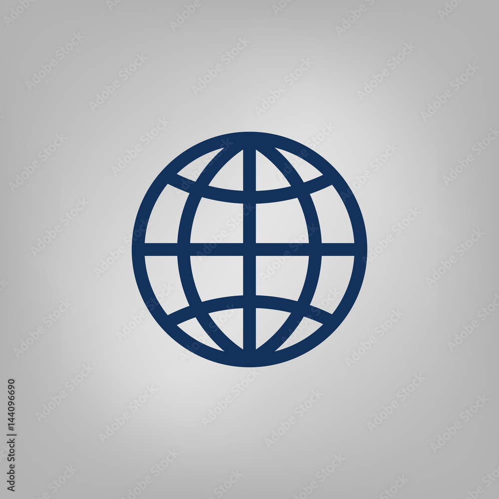 Flat paper cut style icon of globe Flat paper cut style icon of globe