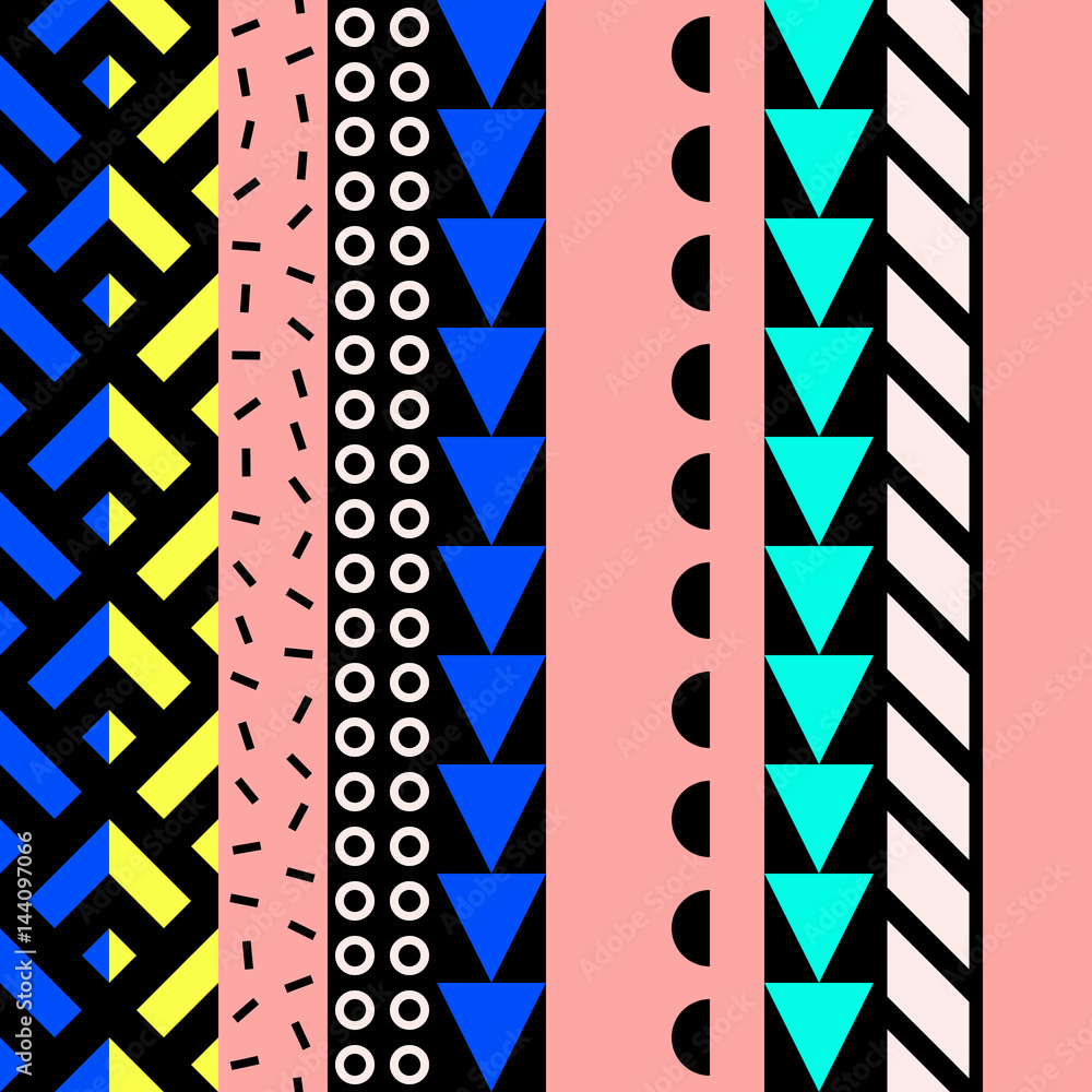 Fototapeta premium Abstract seamless pattern in 80 90 style