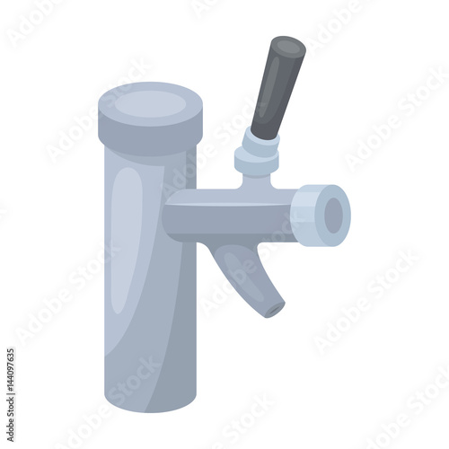 Metal faucet for dispensing cold kvass and beer in bars. Pub pattern icon in cartoon style vector symbol stock illustration.