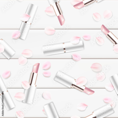 Lipstick cosmetics vector seamless illustration background