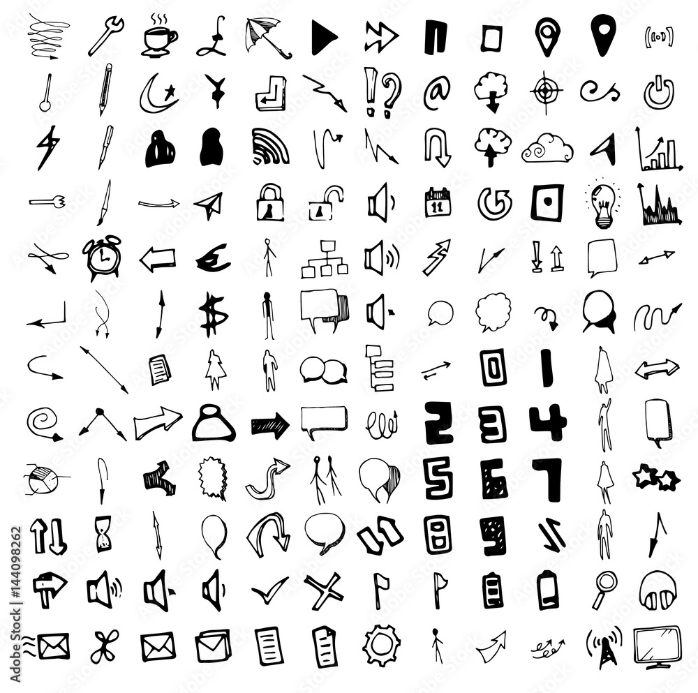 Vector Doodle Icons. Universal Set. Vector Doodle Icons. Universal Set.
