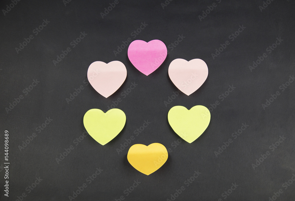 love heart sticker on blackboard