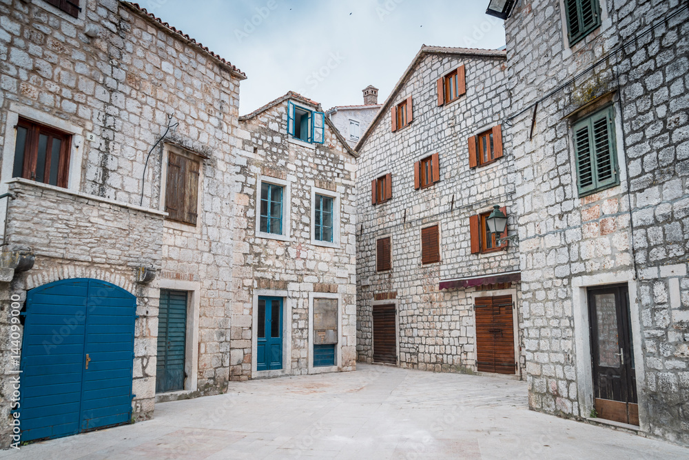 Fototapeta premium Old street in beautiful town Star Grad, Hvar island, Croatia