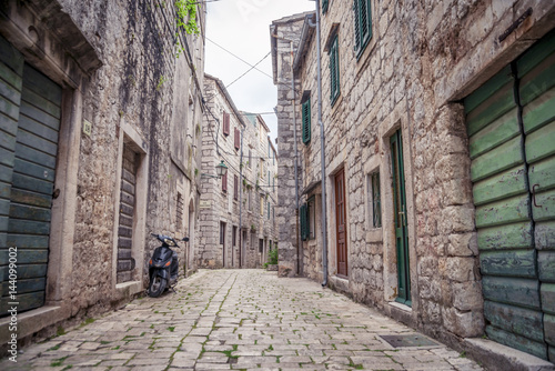 Old street in beautiful town Star Grad, Hvar island, Croatia