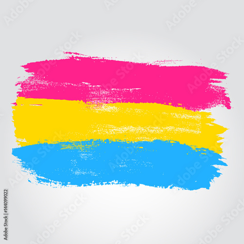 Pansexual pride flag in a form of brush stroke