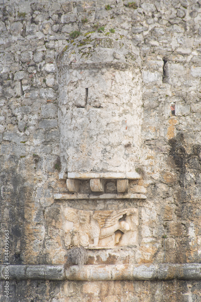Stone wall of Budva Citadel in Montenegro