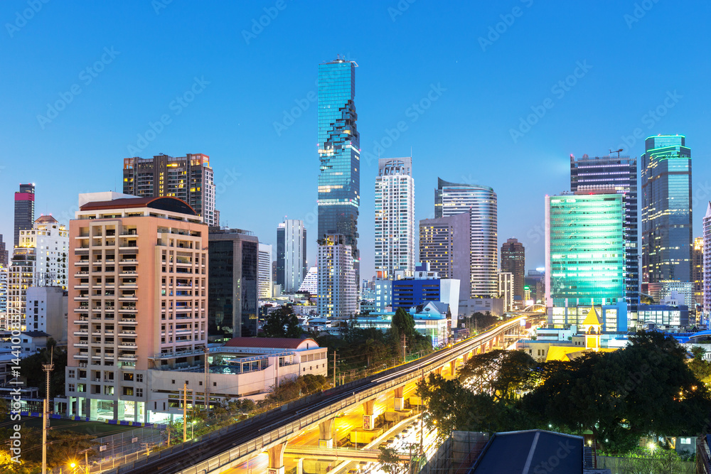 downtown area in Bangkok Thailand in twilight time downtown area in Bangkok Thailand in twilight time