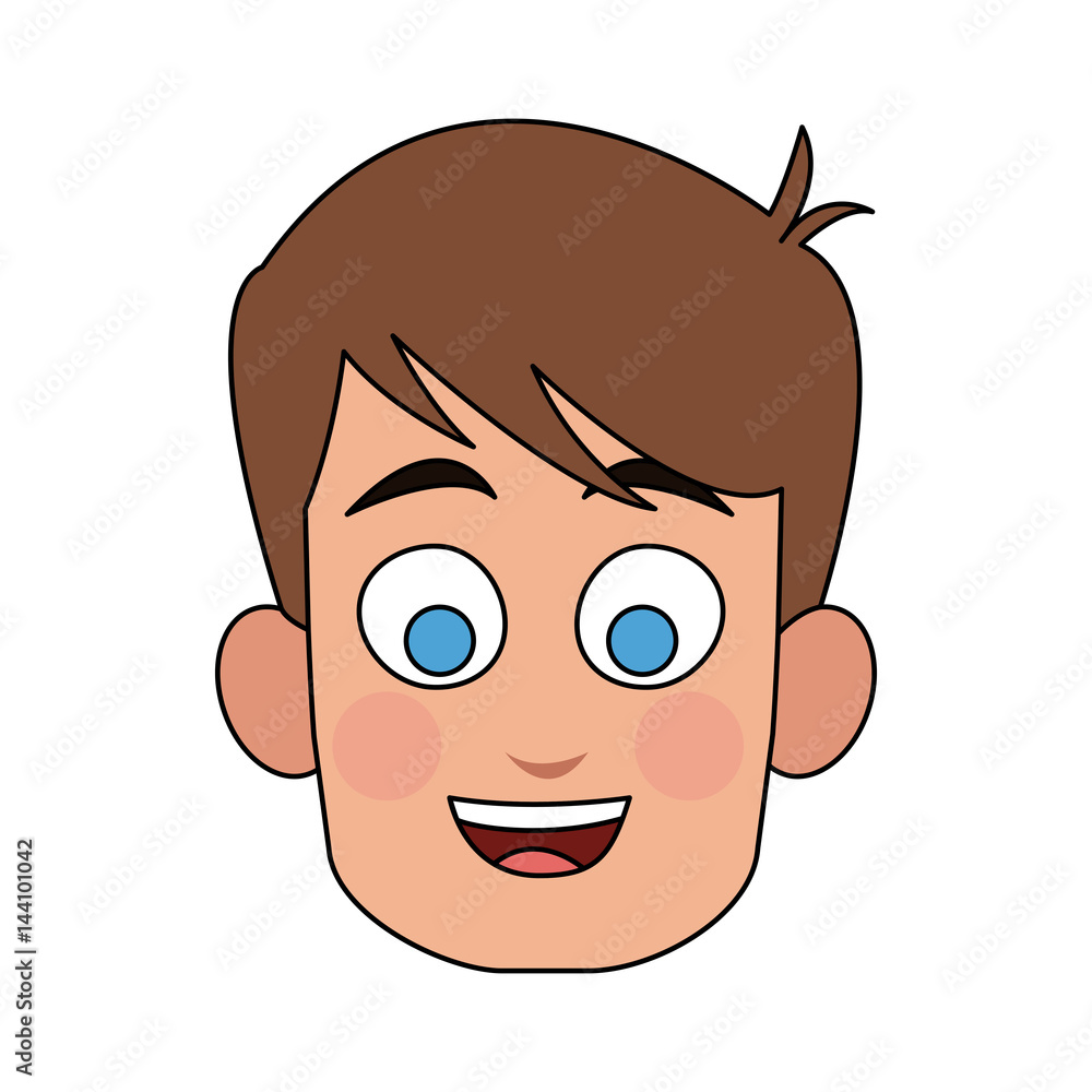 face of happy young boy icon image vector illustration design 