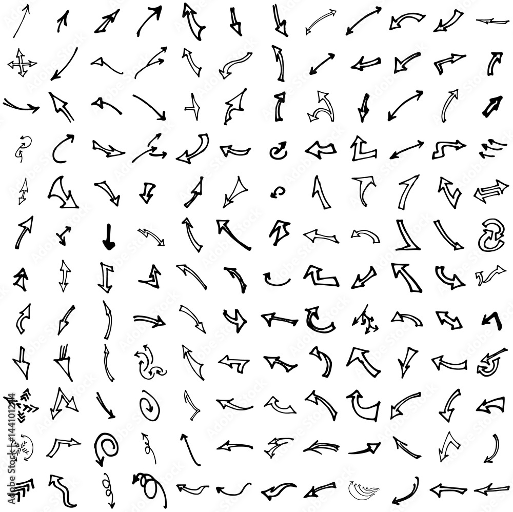 Vector hand drawn arrows set isolated on white Vector hand drawn arrows set isolated on white