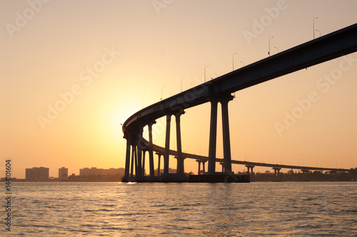Coronado Bay Bridge at sunset in San Diego California