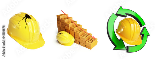 Construction helmet, Helmet worker, recycling set