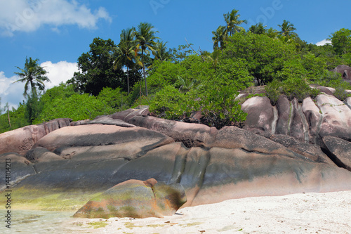 Basalt on tropical coast. Baie Lazare  Mahe  Seychelles