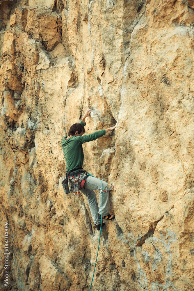 Rock climbing.