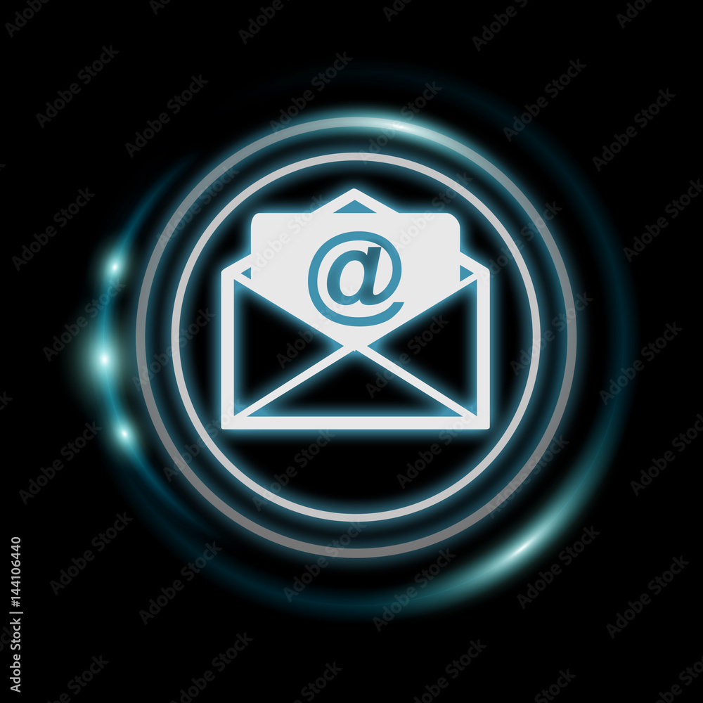 White and glowing blue email icon 3D rendering White and glowing blue email icon 3D rendering