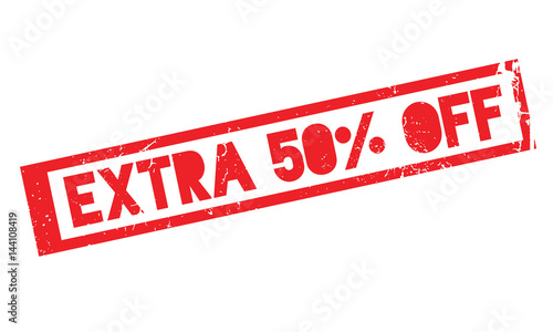 Extra 50 Off rubber stamp. Grunge design with dust scratches. Effects can be easily removed for a clean, crisp look. Color is easily changed.