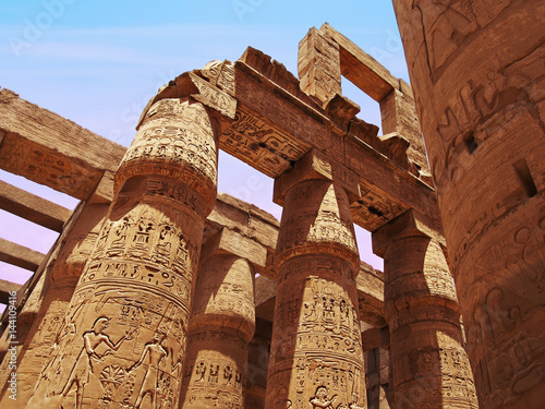 The remains of columns in Karnak Temple in Luxor, Egypt