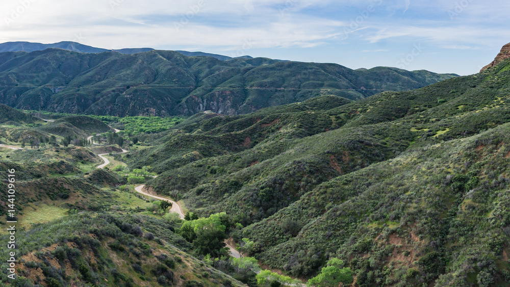 Dirt road in southern California hills near Angeles National Forest.